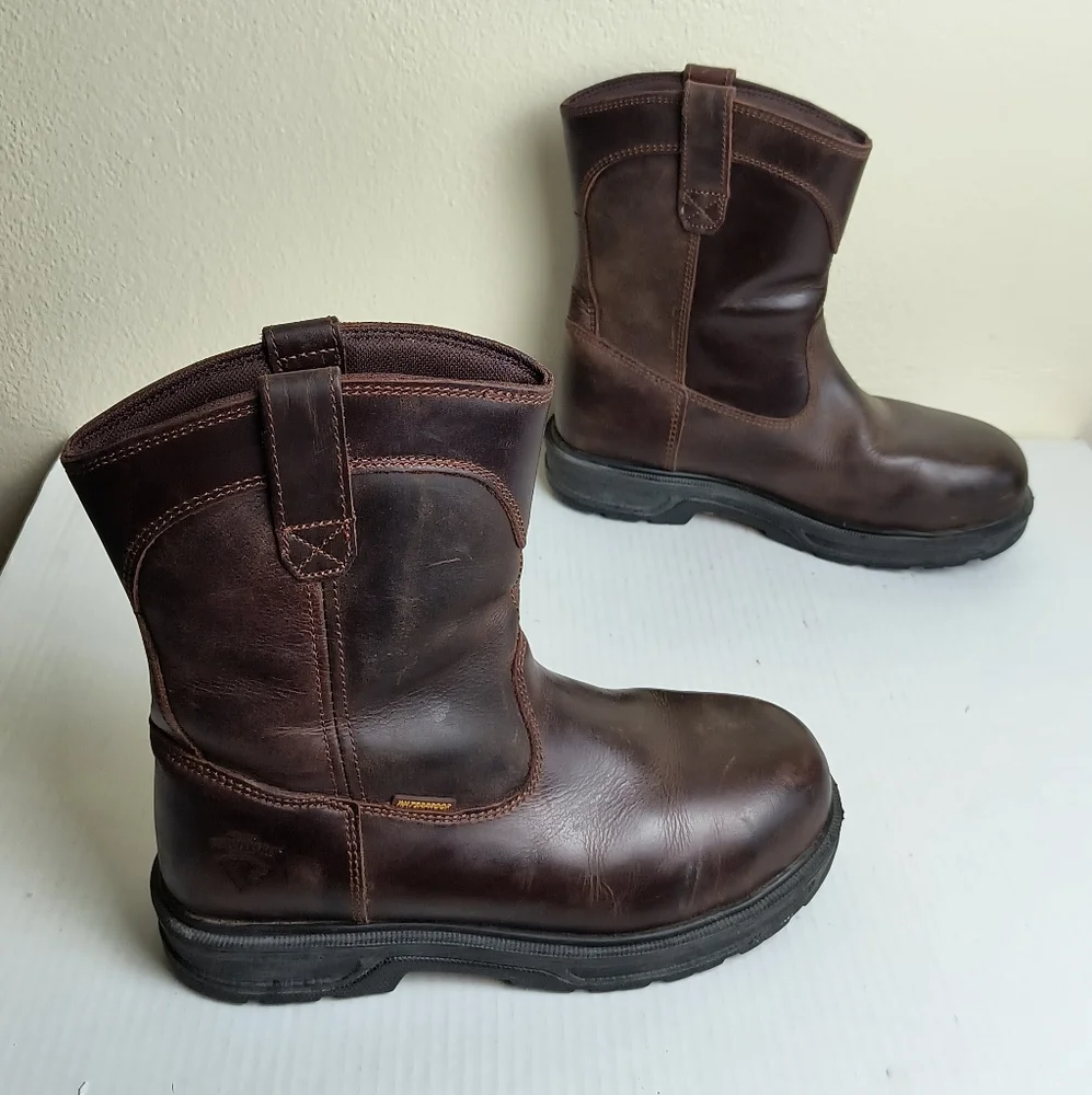 Herman Survivors 8 Men's Dark Brown Leather Plower Waterproof Pull Work  Boots